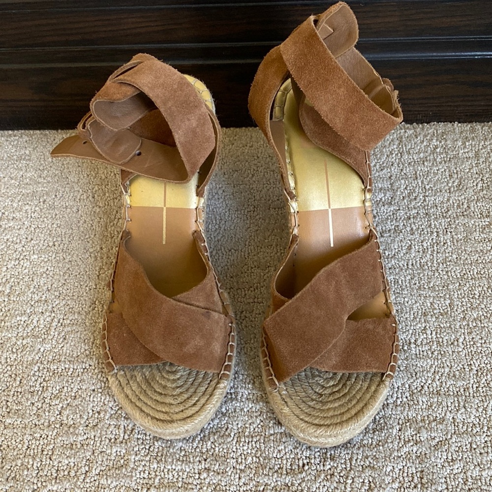 Dolce Vita brown suede wedge sandals. Size 8.